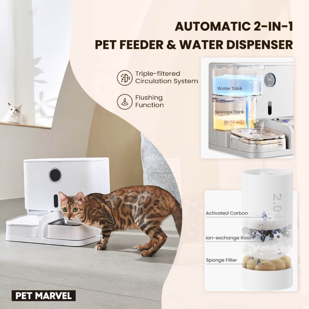 Pet Marvel 2 In 1 Pet Feeder and Water Dispenser | Pet Feeder | SASKA Trading