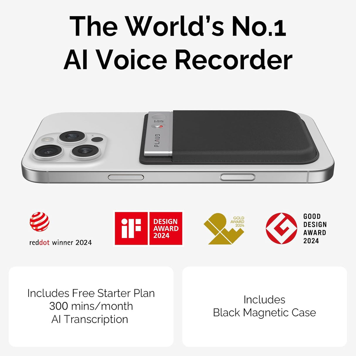 PLAUD NOTE AI Voice Recorder with Magnetic Case by PLAUD.AI | AI Voice Recorder | SASKA Trading
