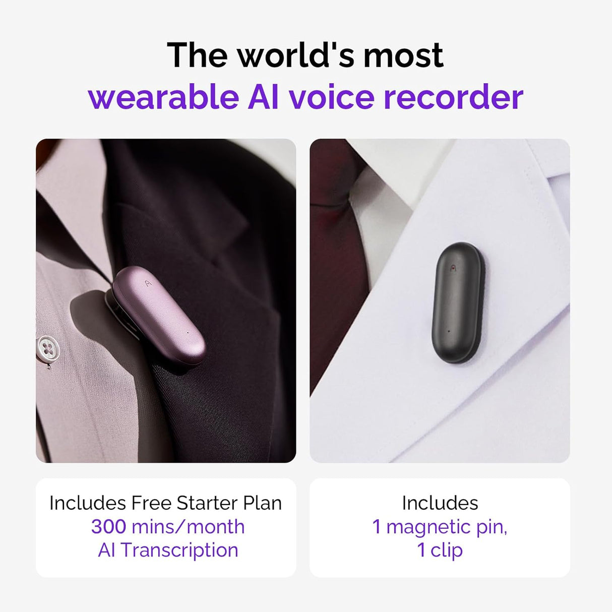 PLAUD NotePin AI Voice Recorder by PLAUD.AI | AI Voice Recorder | SASKA Trading