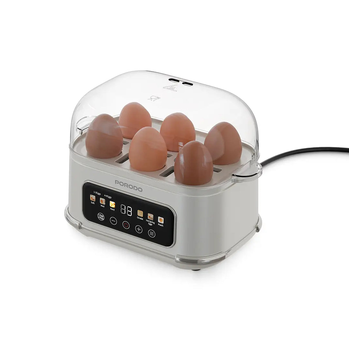 Poacher Smart Electric Egg Boiler with Program Selector, 6 Egg Capacity and Auto Shut Off by Porodo - saska - saska.ae
