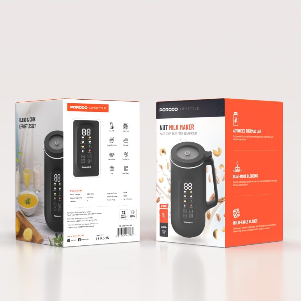 Auto Hot and Cold Drink Maker 1L with Digital Display by Porodo | Electric Kettle | SASKA Trading