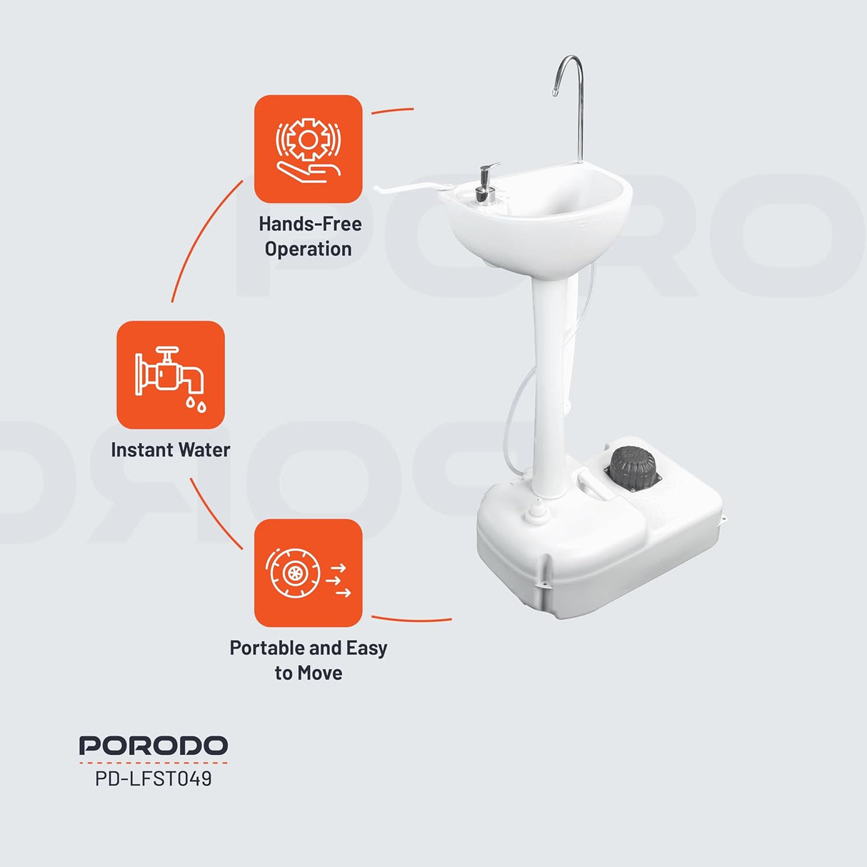 Portable Handwash Sink 17L with Folding Funnel by Porodo | Portable Sink | SASKA Trading