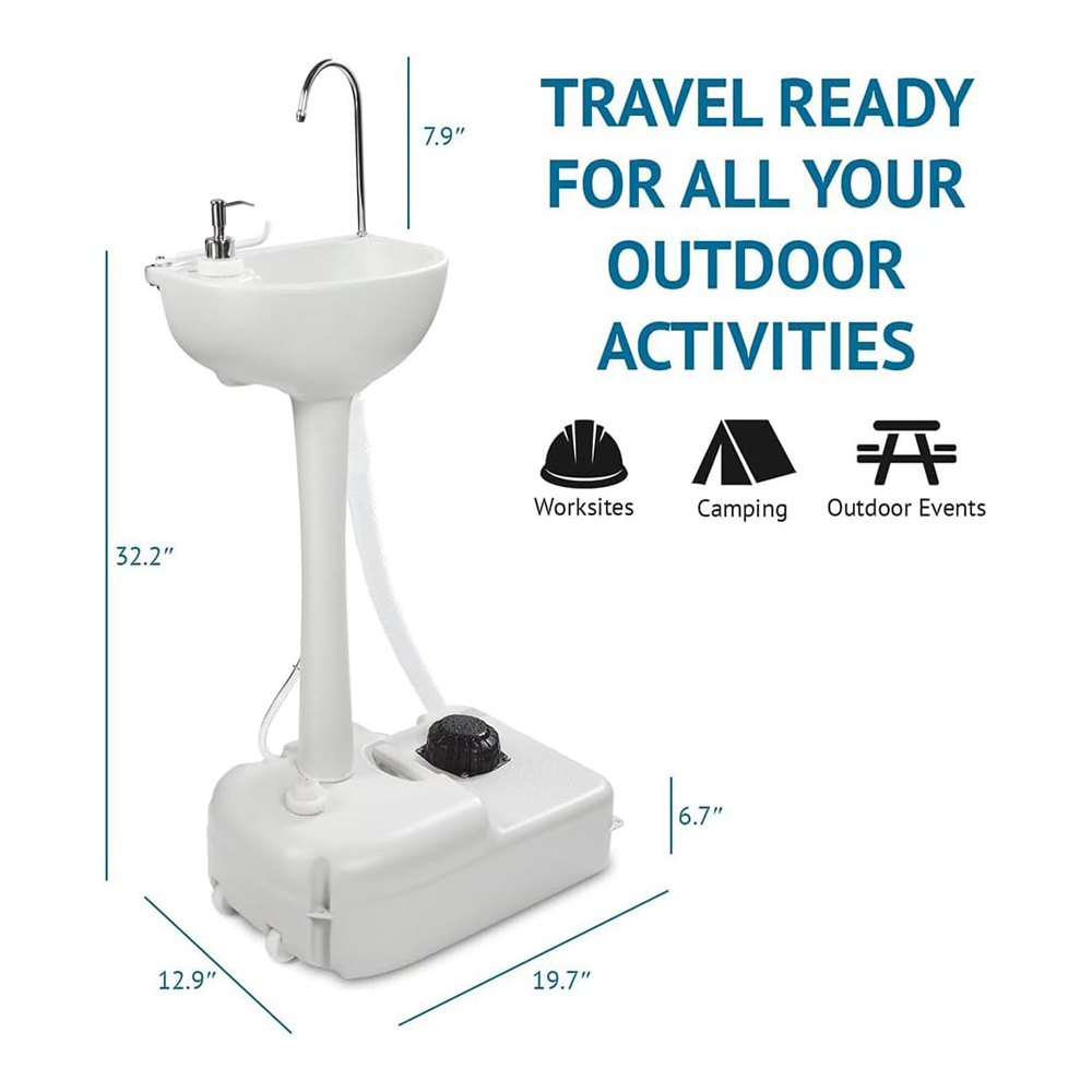 Portable Handwash Sink 17L with Folding Funnel by Porodo | Portable Sink | SASKA Trading