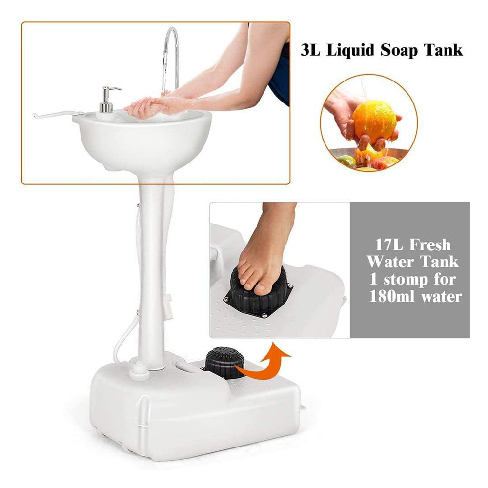 Portable Handwash Sink 17L with Folding Funnel by Porodo | Portable Sink | SASKA Trading