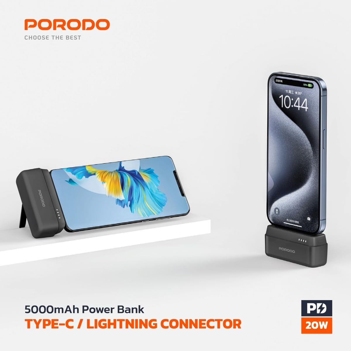 Power Bank with Type-C Connector 5000mAh by Porodo | Power Bank | SASKA Trading