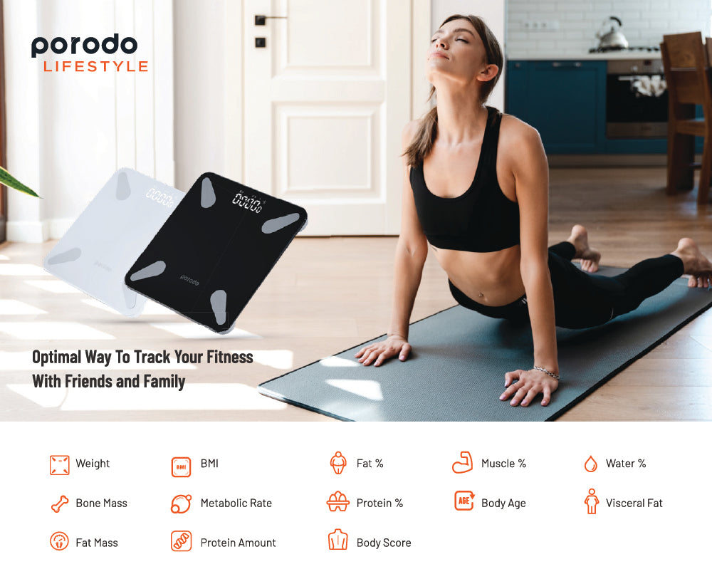 Porodo Smart Body Scale Black | Digital Scale | SASKA Trading