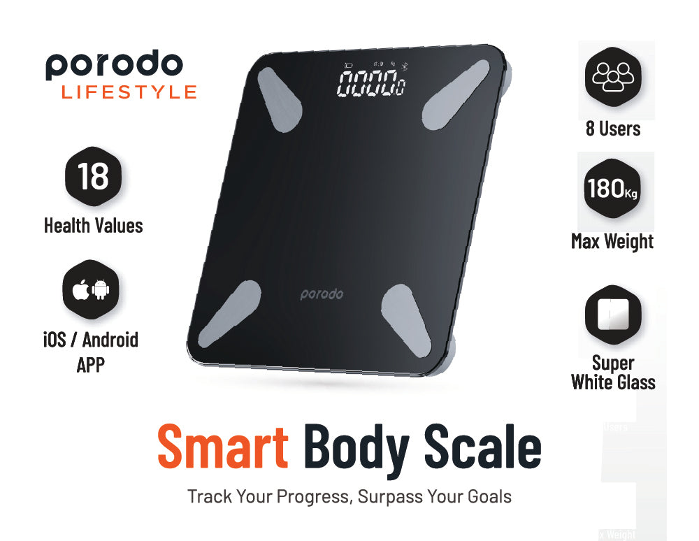 Porodo Smart Body Scale Black | Digital Scale | SASKA Trading