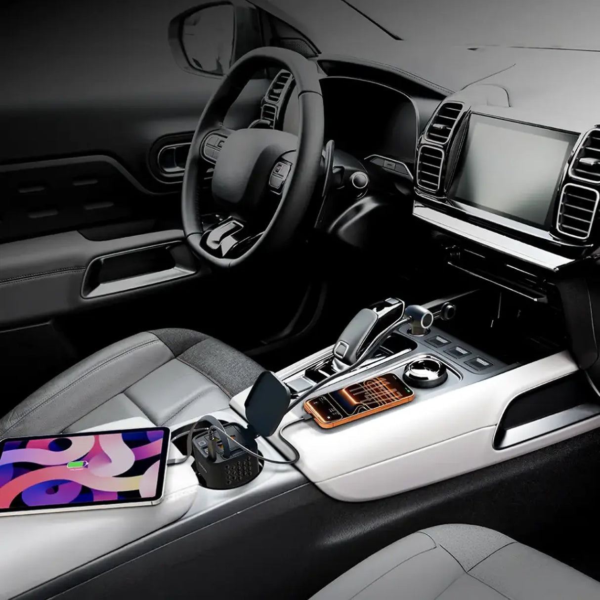 محول طاقة للسيارة DriveStation بقدرة 200 واط – مخرج AC مع كابل Type-C قابل للسحب بطول 70 سم من Porodo