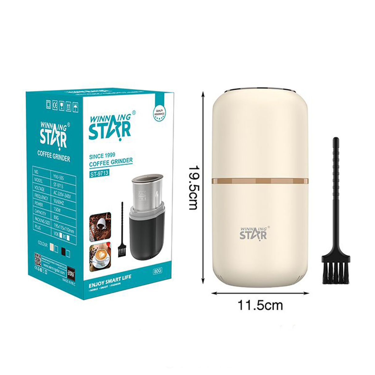 Portable 150W Electric Coffee Grinder with 80g Capacity & Pure Copper Motor – ST-9713 by Winning Star | SASKA Trading