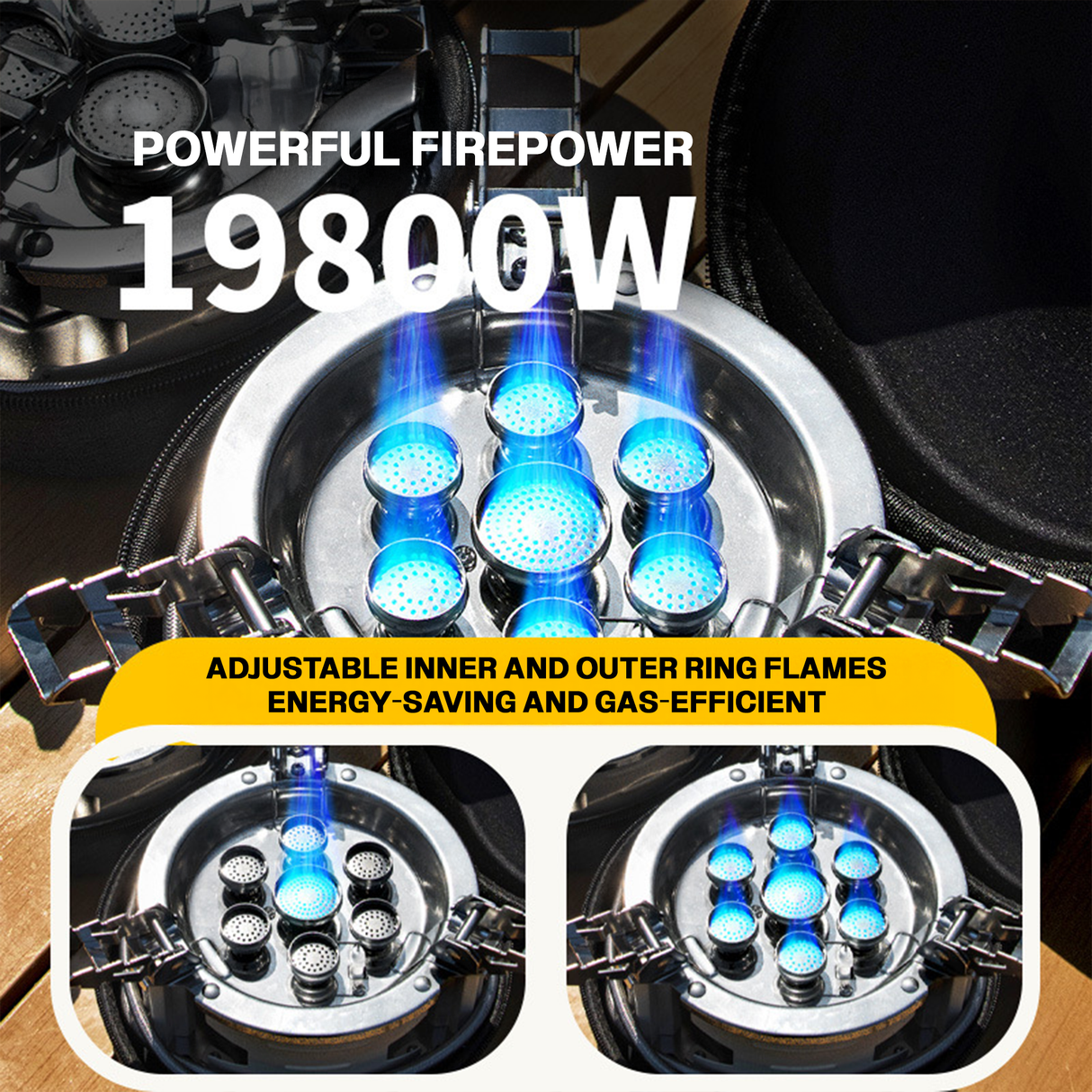 Portable Gas Stove 7 Burner– Windproof, Compact & Ready for Outdoor by Taku Murano