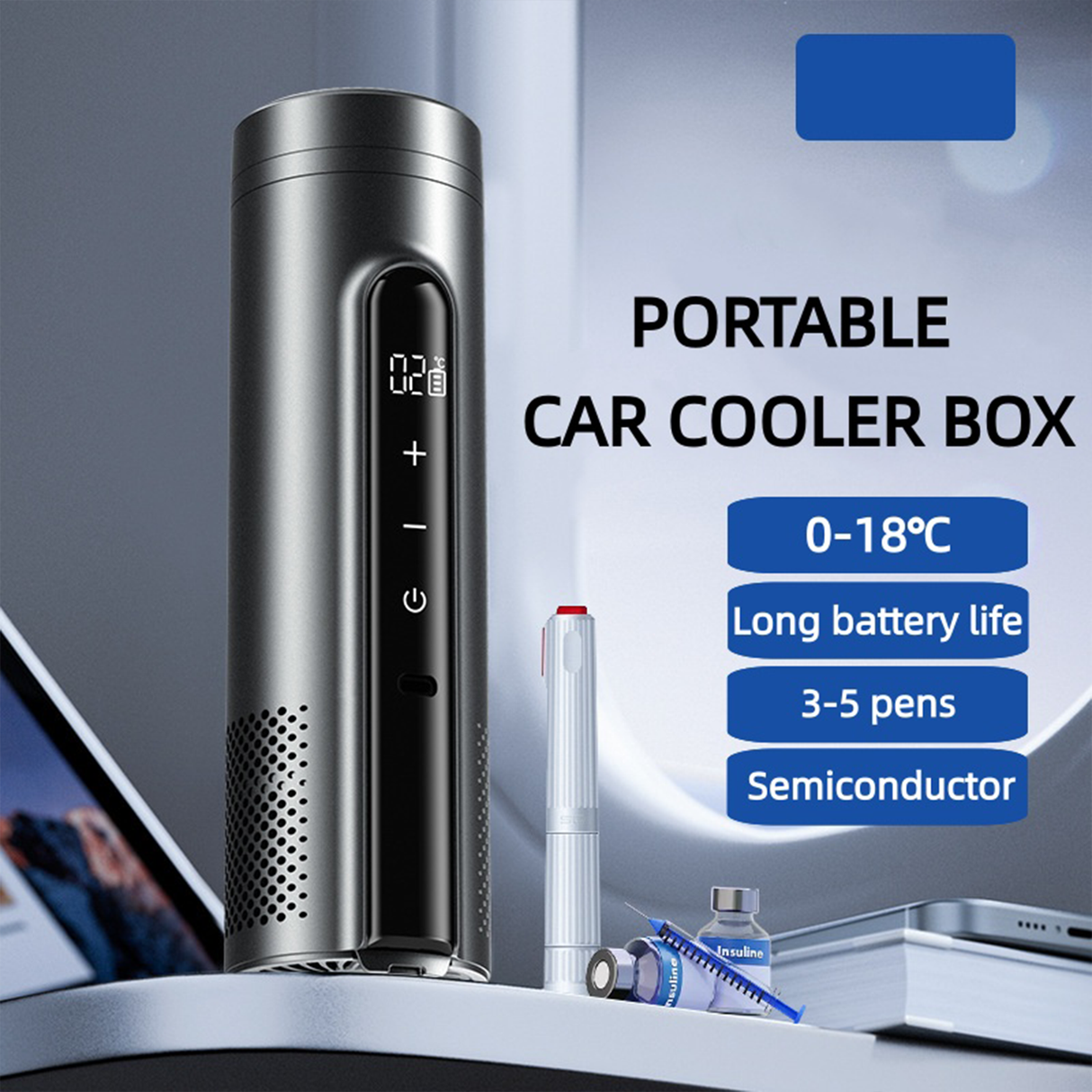 Portable Insulin Cooler Box 0–18°C, Rechargeable Mini Car Medicine Refrigerator