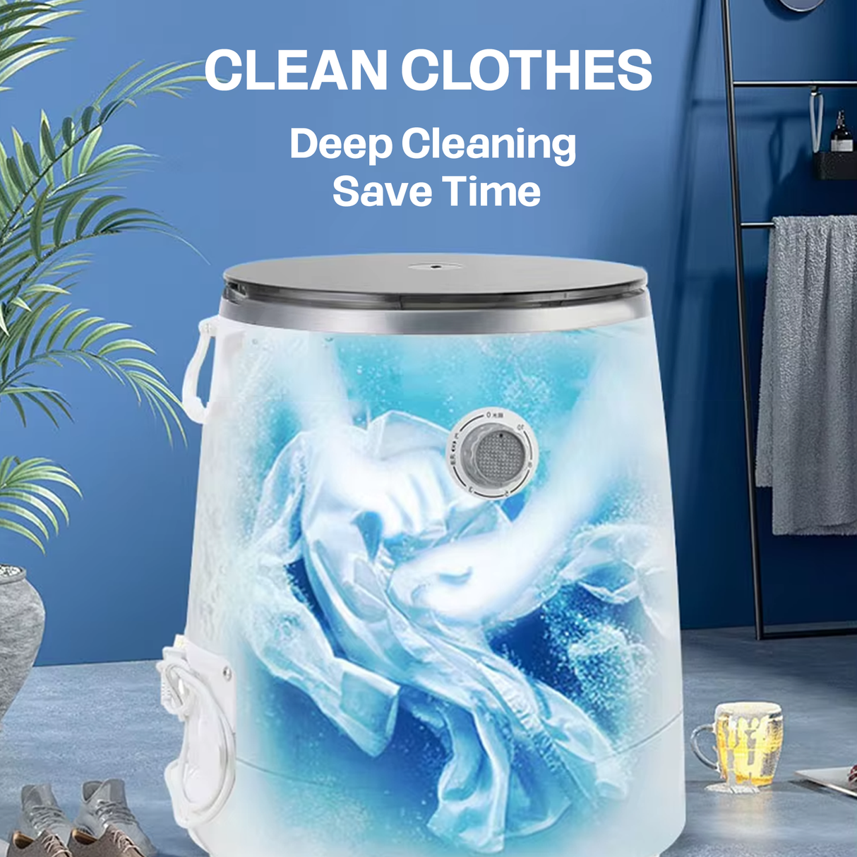 Portable Mini Wired Washing Machine with 20L Capacity & Removable Dryer | Mini Washing Machine | SASKA Trading