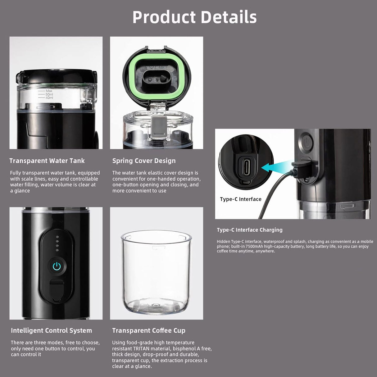 Portable Mini Espresso Maker Rechargeable Battery | Coffee Maker | SASKA Trading
