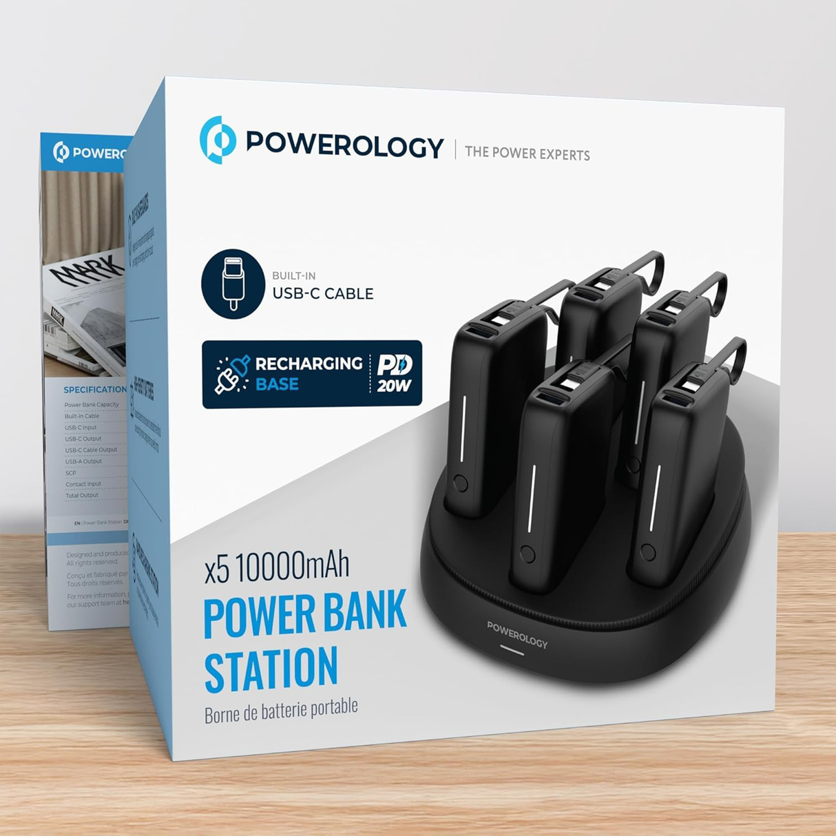 Power Bank Station 5 * 10000mAh – Portable USB Charging Hub by Powerology