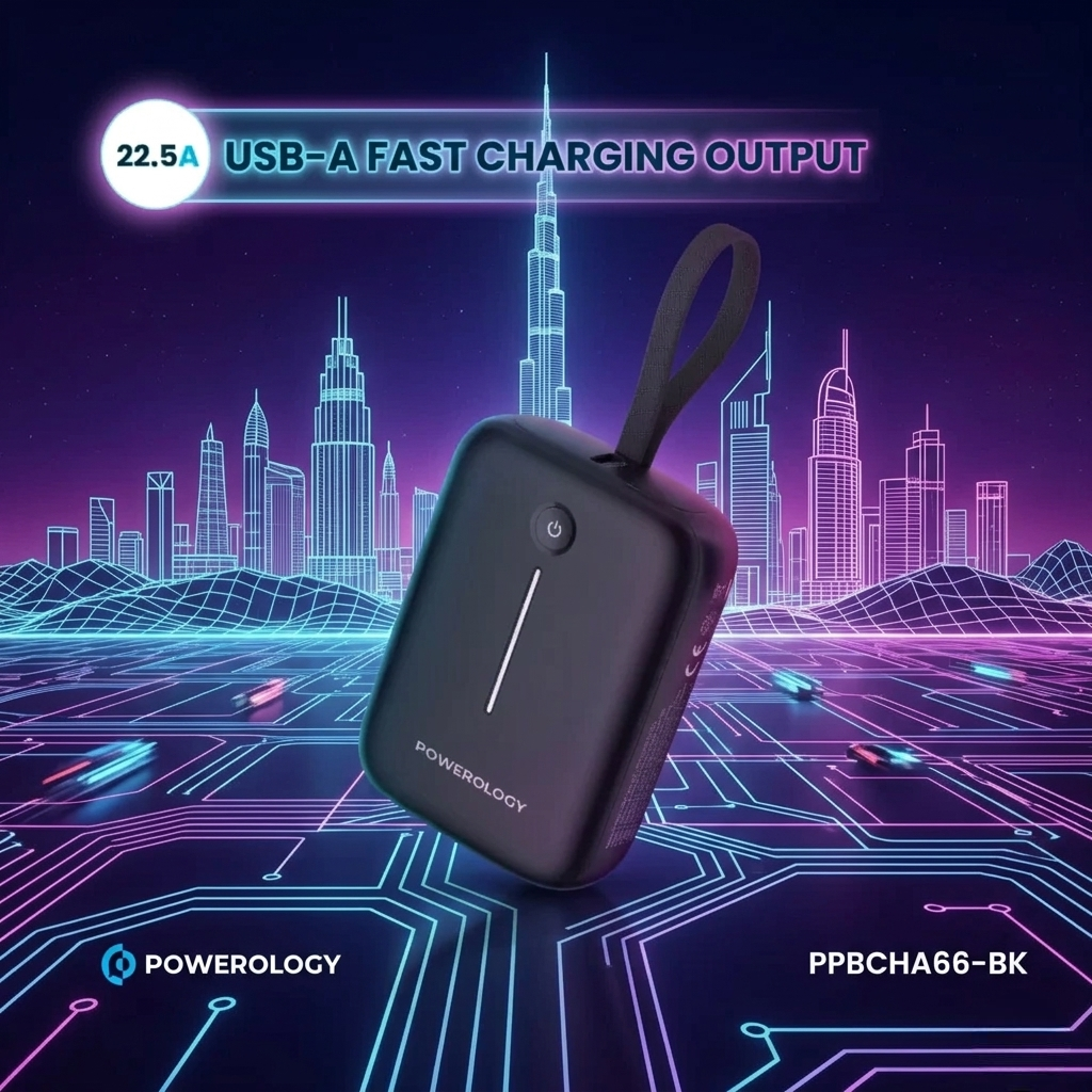 باور بانك 10000 مللي أمبير شحن سريع 22.5 واط، شاحن متنقل مدمج، بطارية محمولة مع نظام حماية ذكي (بنك طاقة) من Powerology