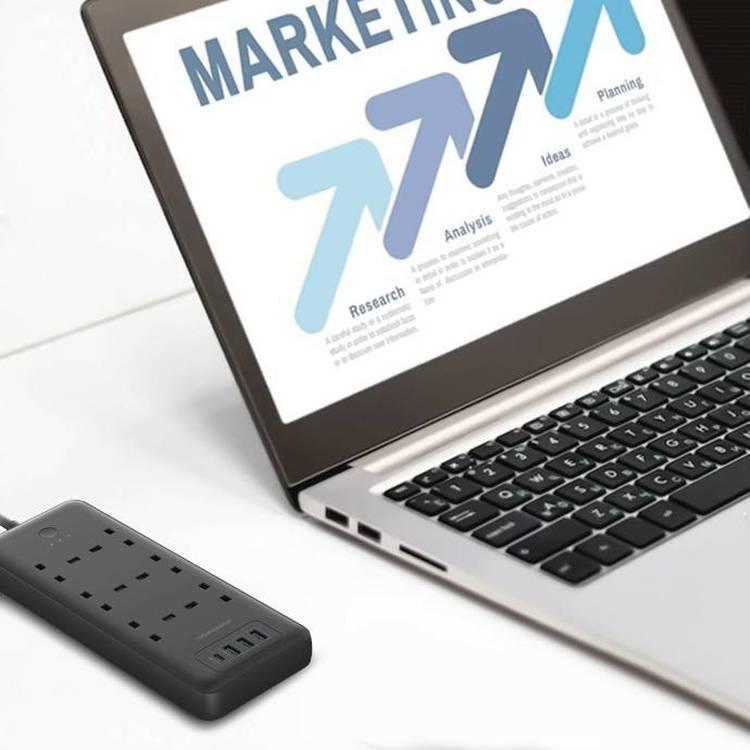 Powerology Power Strip 6 AC 48W USB Black | Power Strip | SASKA Trading