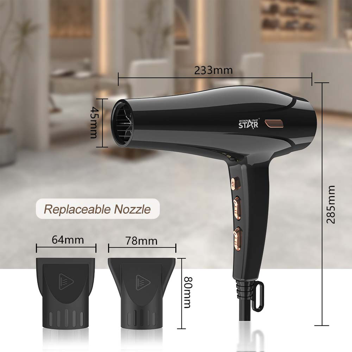 Professional High Speed Salon Hair Dryer (ST-5714) 2400W for Home Use by Winning Star | Hair Dryer | SASKA Trading