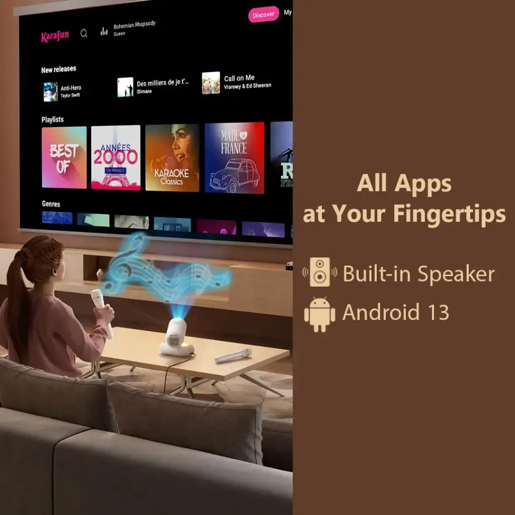 LumaCast Full HD Projector – Auto Focus & Keystone, 4K HDR Support