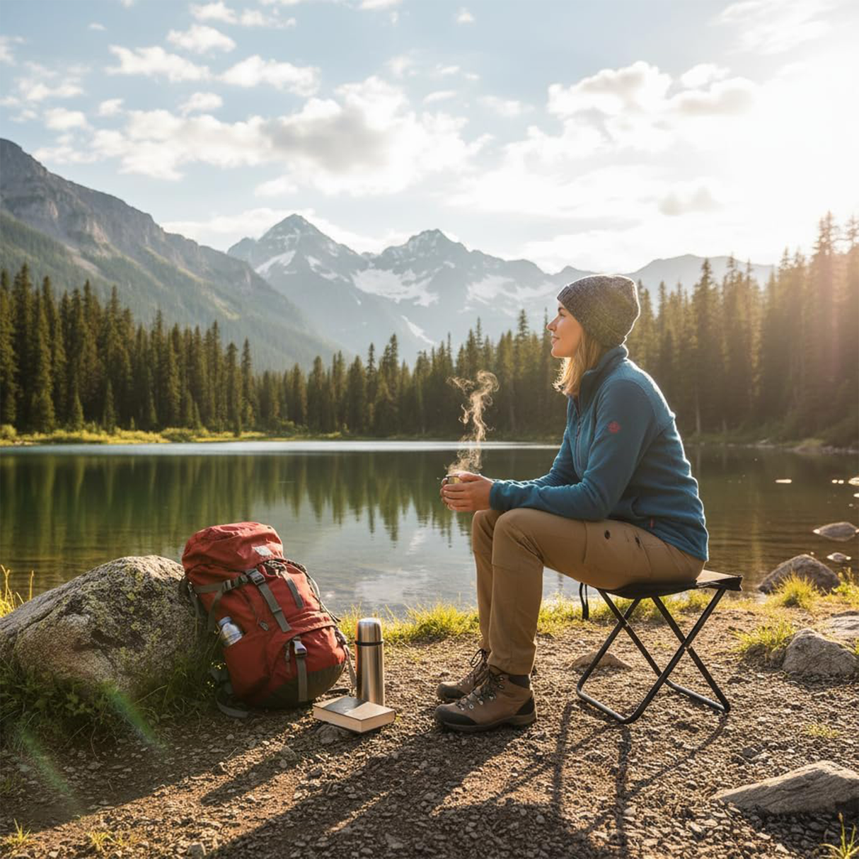 Quick Fold Portable Camping Seat – Compact Outdoor Foldable Chair (Black) by Porodo | Foldable Chair | SASKA Trading