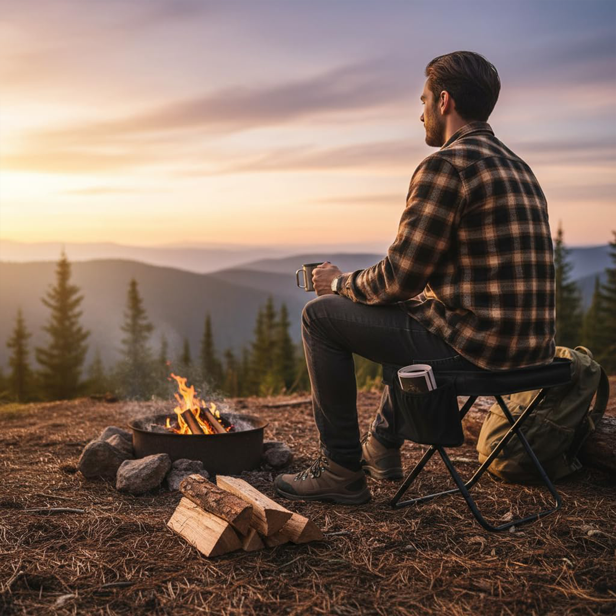 كرسي تخييم قابل للطي سريع – كرسي خارجي مدمج قابِل للطي (أسود) من Porodo