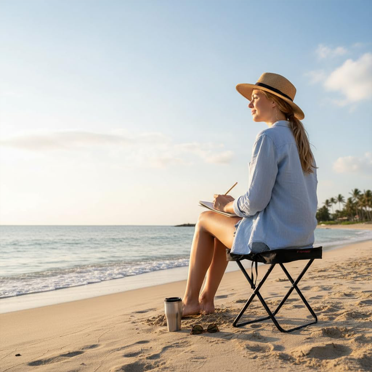 Quick Fold Portable Camping Seat – Compact Outdoor Foldable Chair (Black) by Porodo | Foldable Chair | SASKA Trading