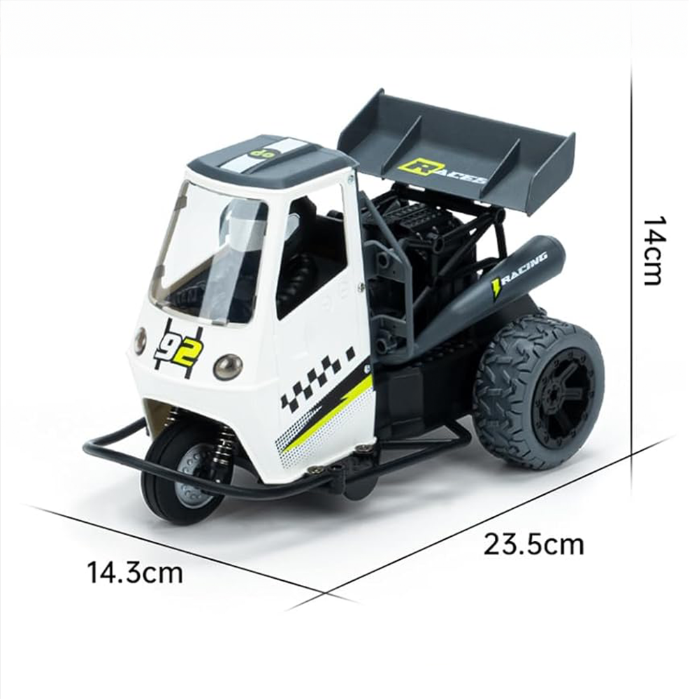 RC Motor Tricycle – 1:16 RC Three-Wheel Motorcycle with Spray & Lights | Remote Controlled Car | SASKA Trading