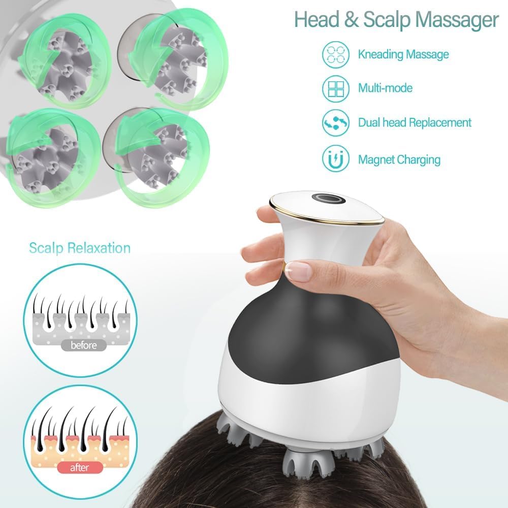 Rechargeable Deep Kneading Scalp Massager - 3D Head Massager B27 | Head Massager | SASKA Trading