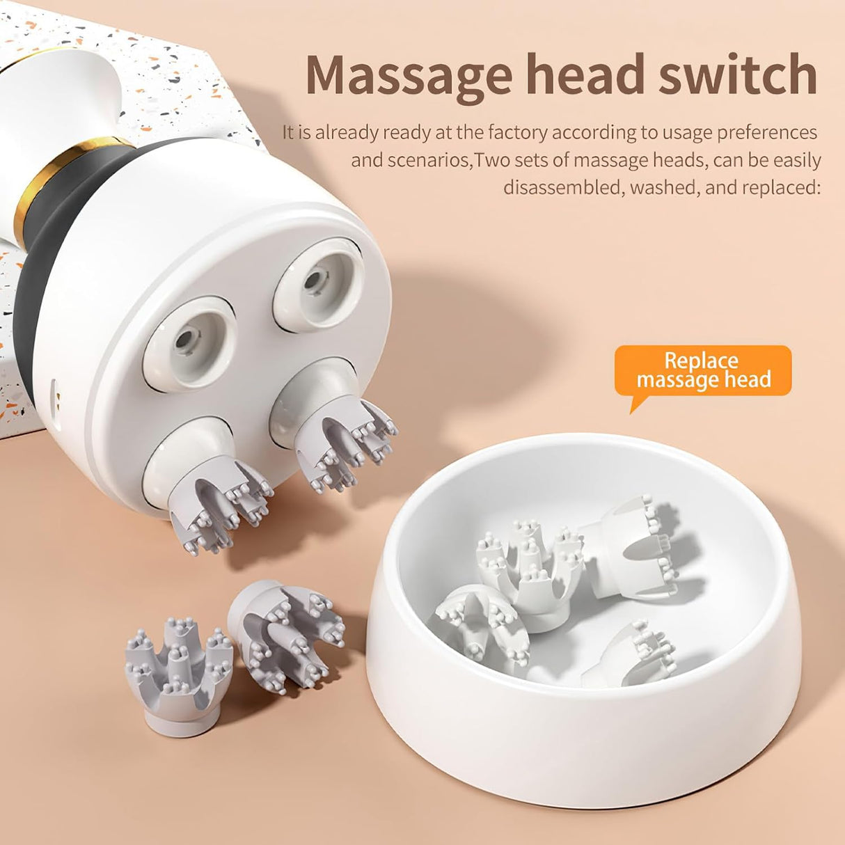 Rechargeable Deep Kneading Scalp Massager - 3D Head Massager B27 | Head Massager | SASKA Trading
