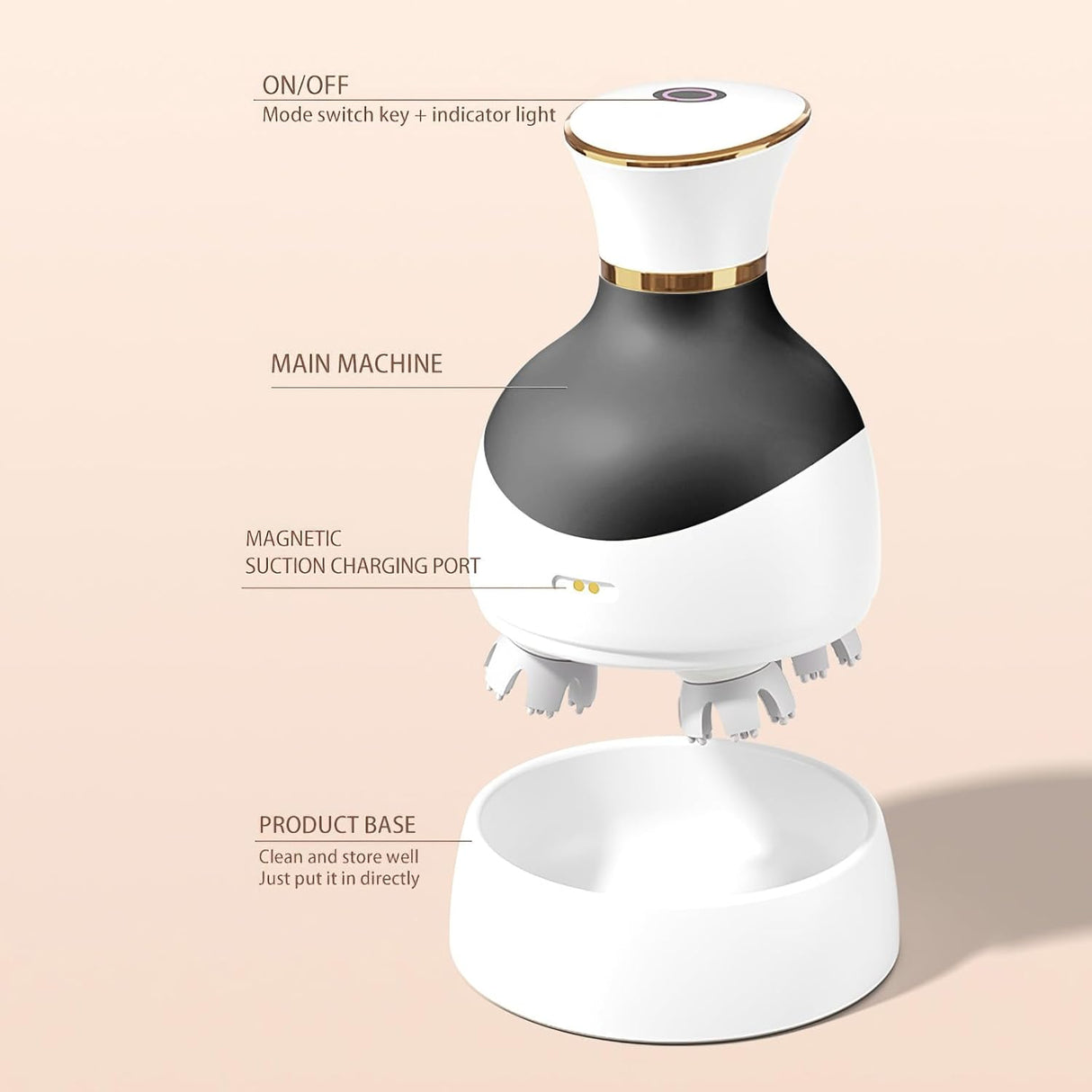 Rechargeable Deep Kneading Scalp Massager - 3D Head Massager B27 | Head Massager | SASKA Trading