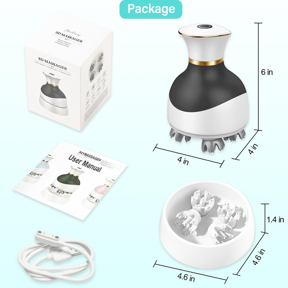 Rechargeable Deep Kneading Scalp Massager - 3D Head Massager B27 | Head Massager | SASKA Trading