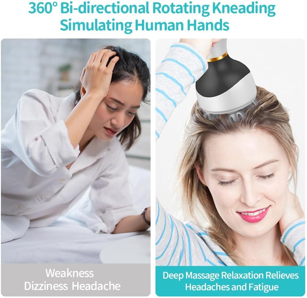 Rechargeable Deep Kneading Scalp Massager - 3D Head Massager B27 | Head Massager | SASKA Trading