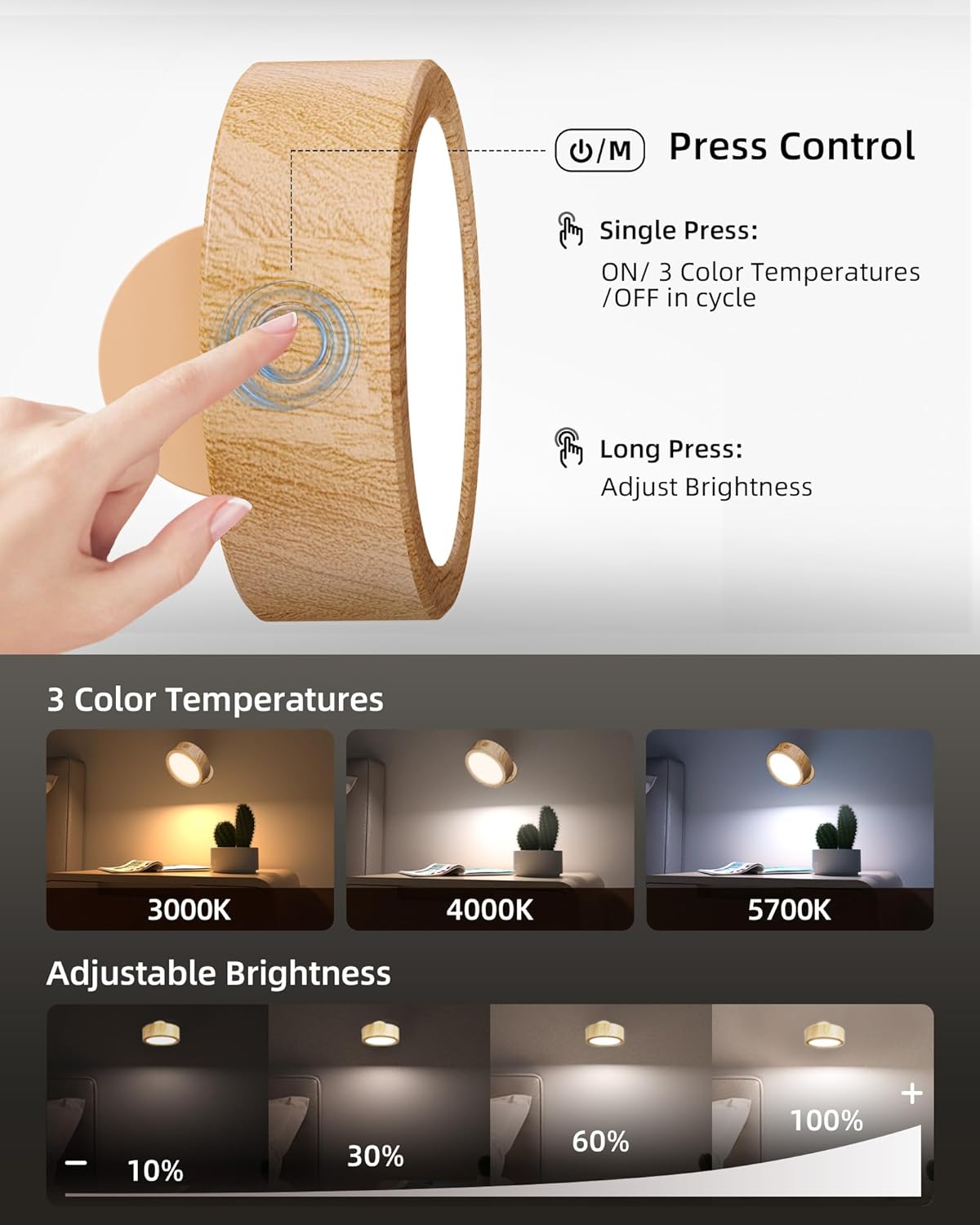 Rechargeable LED Wall Mounted Light (3 Pack) by EZVALO | Under Cabinet LED Light | SASKA Trading