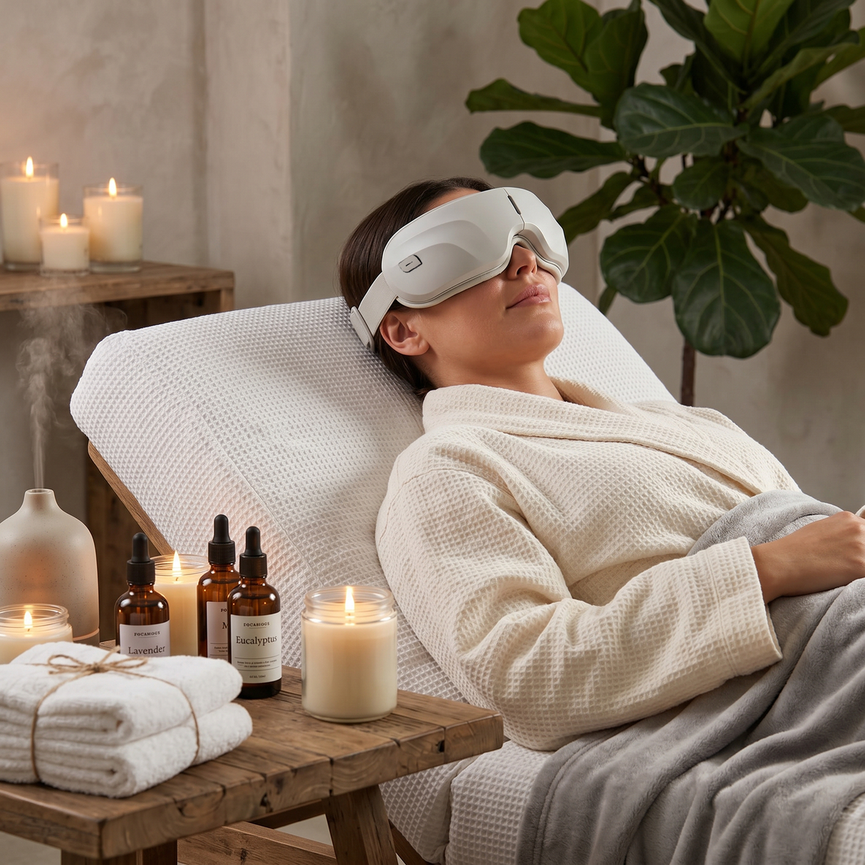 Rechargeable Smart Eye Massager with Heat and Bluetooth Music 1200mAh Battery and 180° Foldable by Porodo