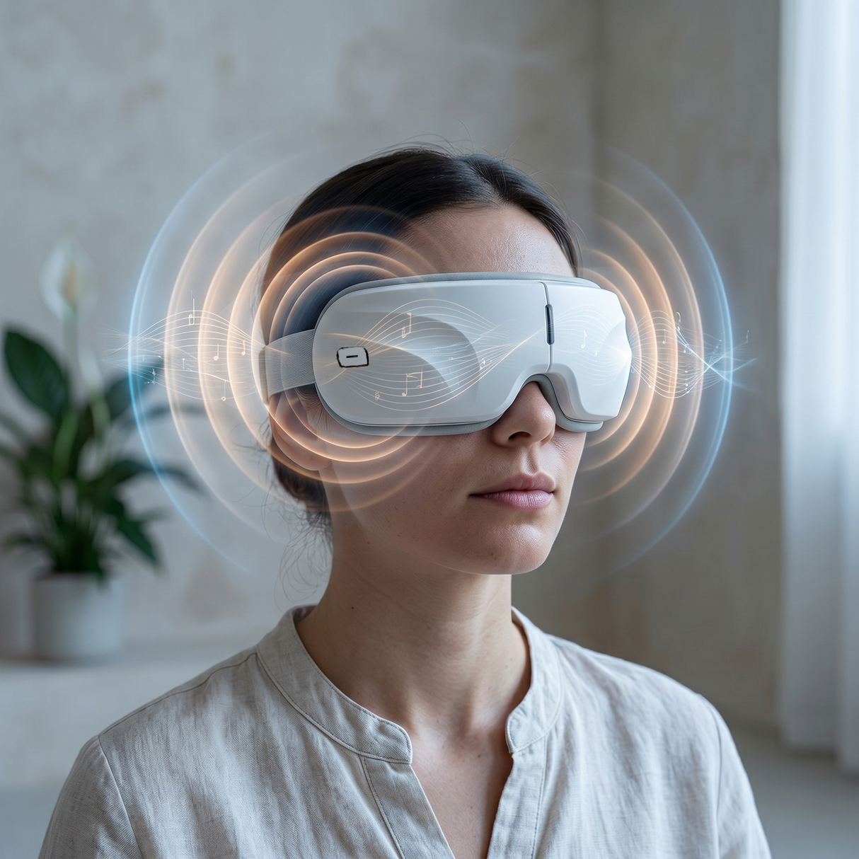 Rechargeable Smart Eye Massager with Heat and Bluetooth Music 1200mAh Battery and 180° Foldable by Porodo