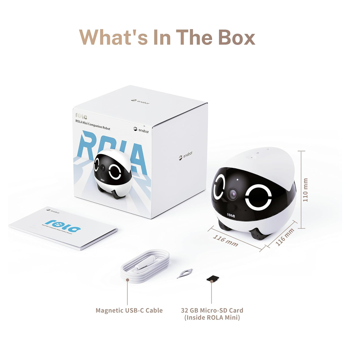 Rola Mini 2K Robot Camera for Pets with Mobile App by ENABOT | AI Robot | SASKA Trading