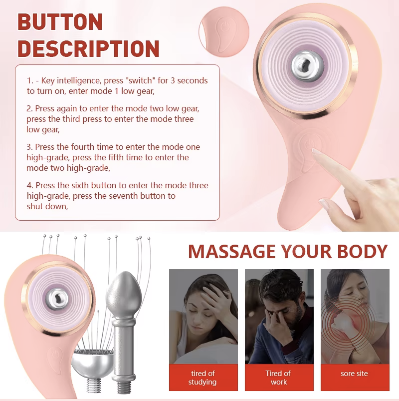 Electric Head & Point Massager - Rechargeable Handheld Scalp Massaging Device | Head Massager | SASKA Trading