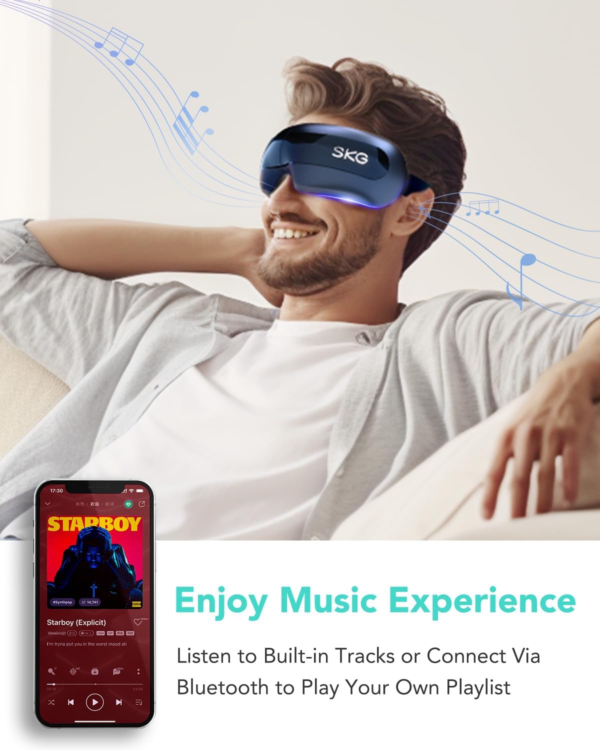 E3 PRO Heat Eye Massager with Speaker by SKG | Eye Massager | SASKA Trading