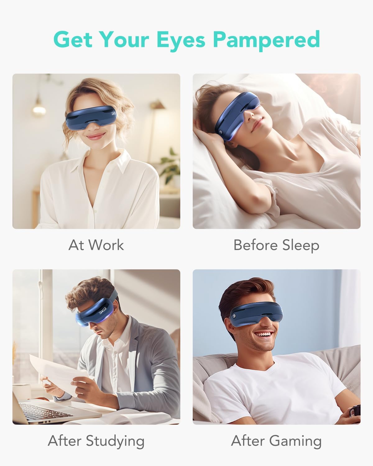 E3 PRO Heat Eye Massager with Speaker by SKG | Eye Massager | SASKA Trading