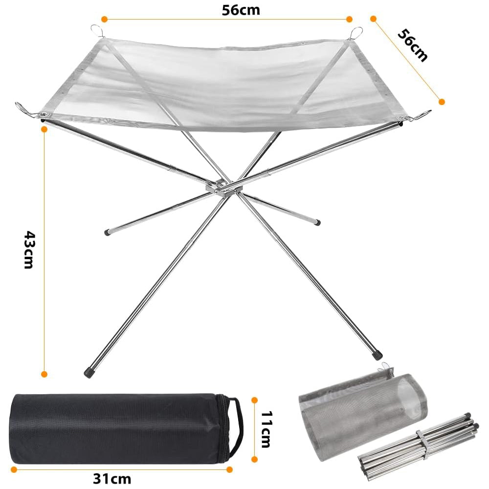 Portable Outdoor Camping Fire Pit, 22", With Bag, Stainless Steel Stand by Green Lion