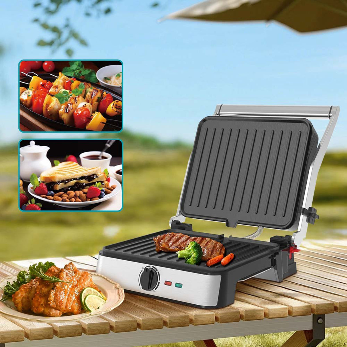 Panini Sandwich Maker & Rotating Electric Grill 2200W (ST-9399) by Winning Star | sandwich maker | SASKA Trading