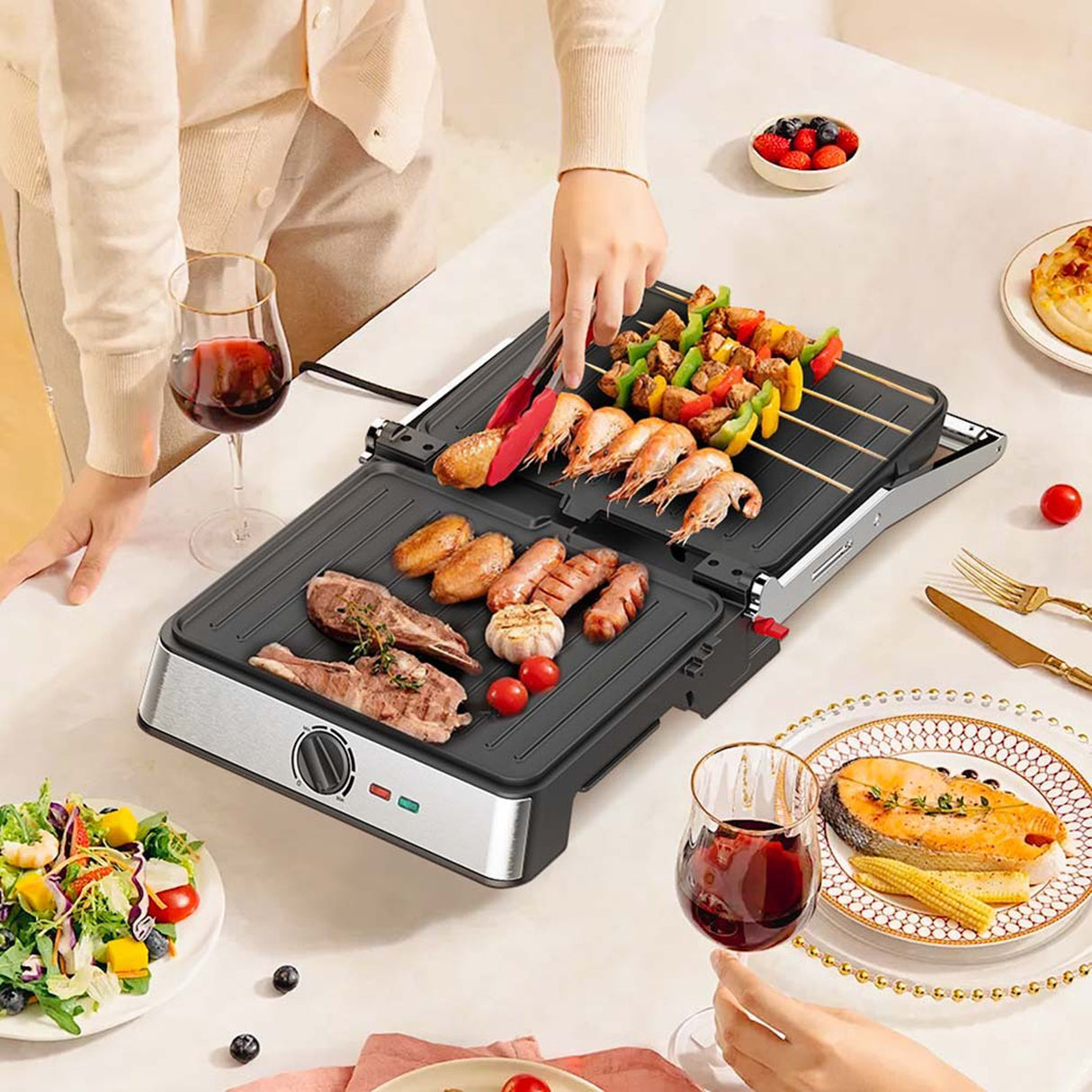 Panini Sandwich Maker & Rotating Electric Grill 2200W (ST-9399) by Winning Star | sandwich maker | SASKA Trading