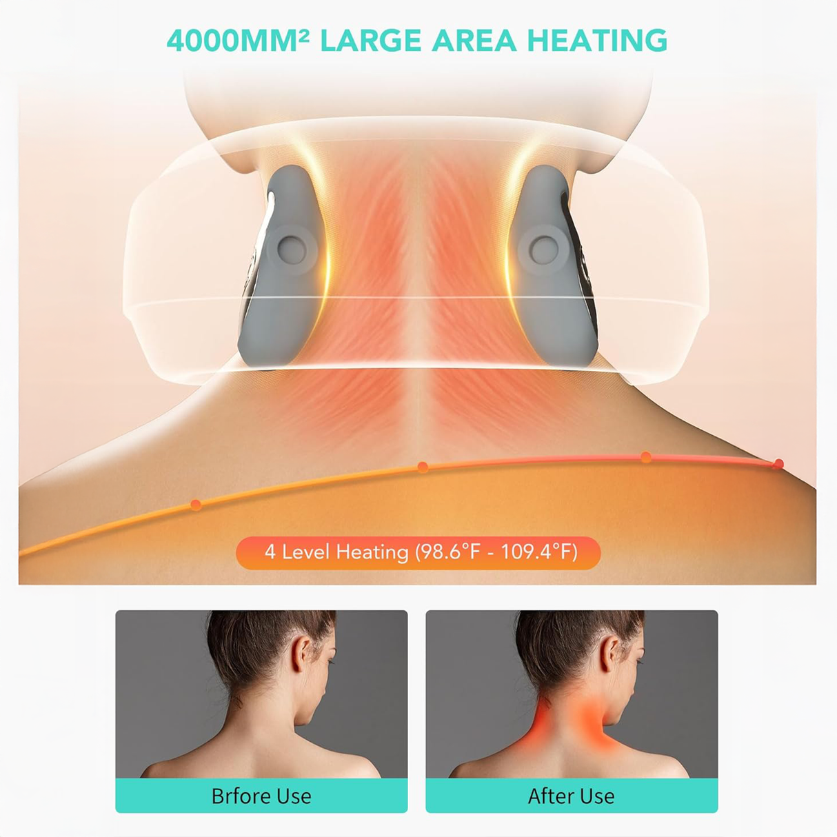 Shiatsu Neck & Shoulder Massager with Heat – Cordless Deep Tissue Relief by SKG showing large area heating features.