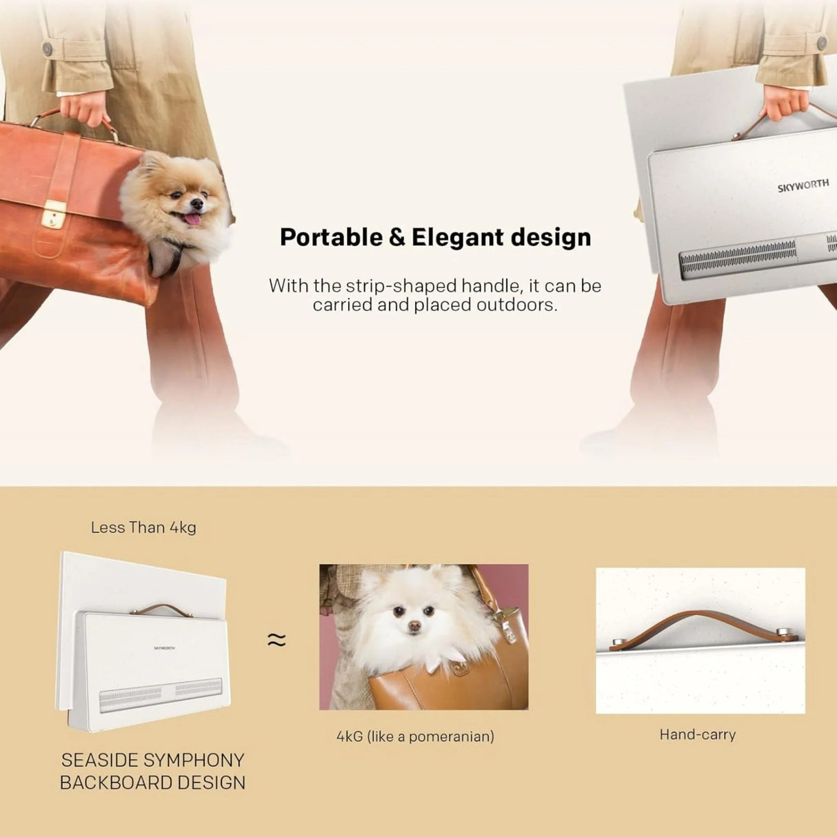 24″ FHD Portable Smart TV with Built‑in Battery, Google TV, HDMI and USB with Carrying Case by SKYWORTH