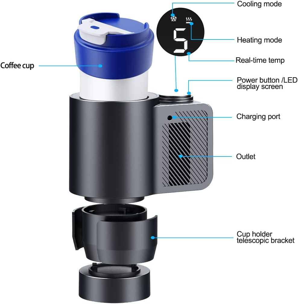 Smart Car Cup Holder with Cooling and Heating Features | Car Cup Holder | SASKA Trading