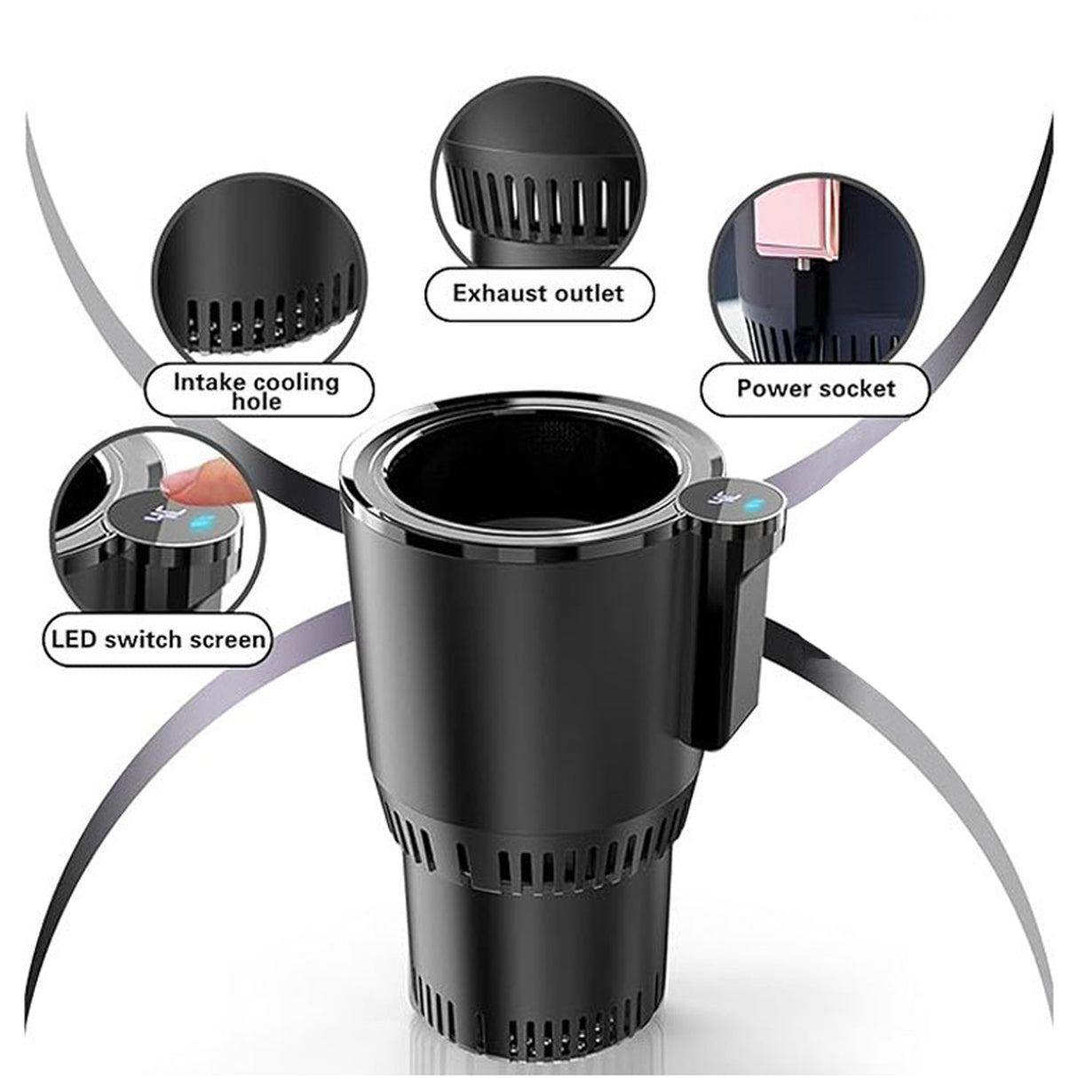 Smart Car Cup Cooler & Heater – Portable 2 in 1 Car Beverage Warmer and Cooling Cup Holder with One-Button Temperature Control