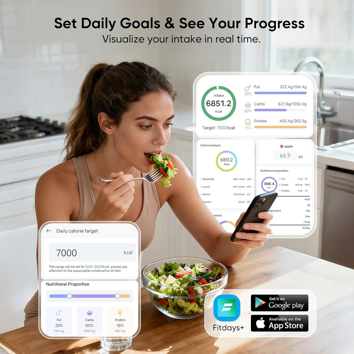 Smart Nutrition Food Scale with LCD Display – Digital Kitchen Weight Scale