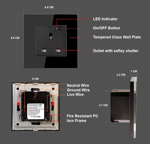 Saska Smart Wall Socket Single | Smart Socket | SASKA Trading