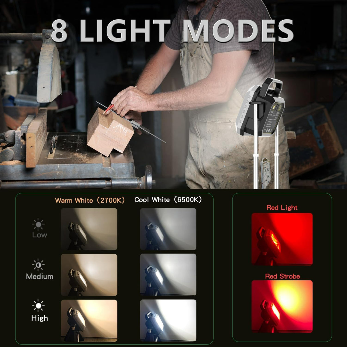 Portable Multifunctional Work Light – Adjustable and Rechargeable.