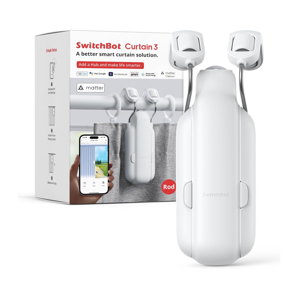 Curtain 3 Rod Smart Automatic Curtain Opener by SwitchBot | Smart Accessories | SASKA Trading
