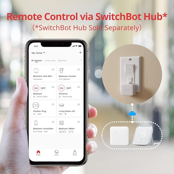 Smart Button S1 for Switch On/Off (White) by SwitchBot | Smart Push Button | SASKA Trading